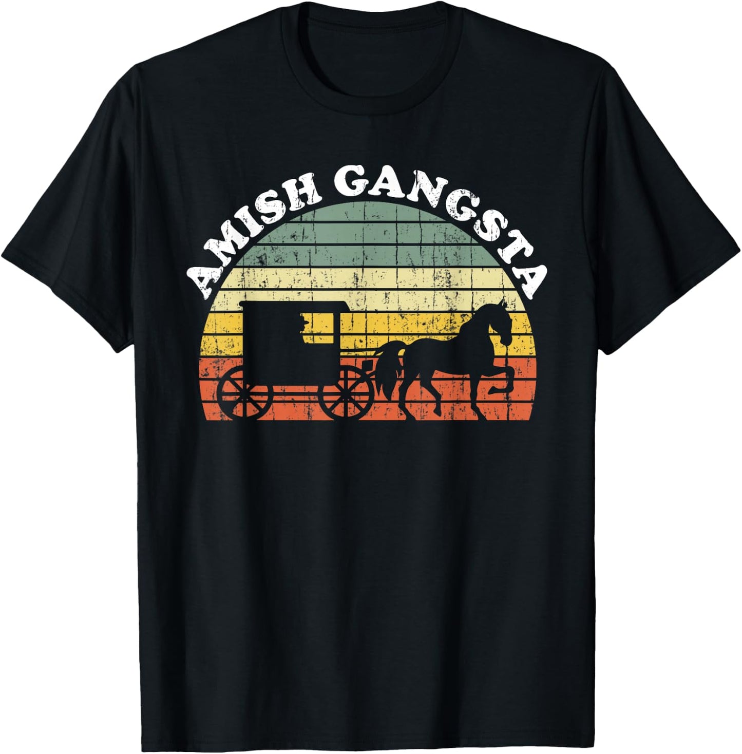 Amish Gangsta Horse and Buggy - Vintage Funny Amish Gift T-Shirt - T-Shirt | Black
