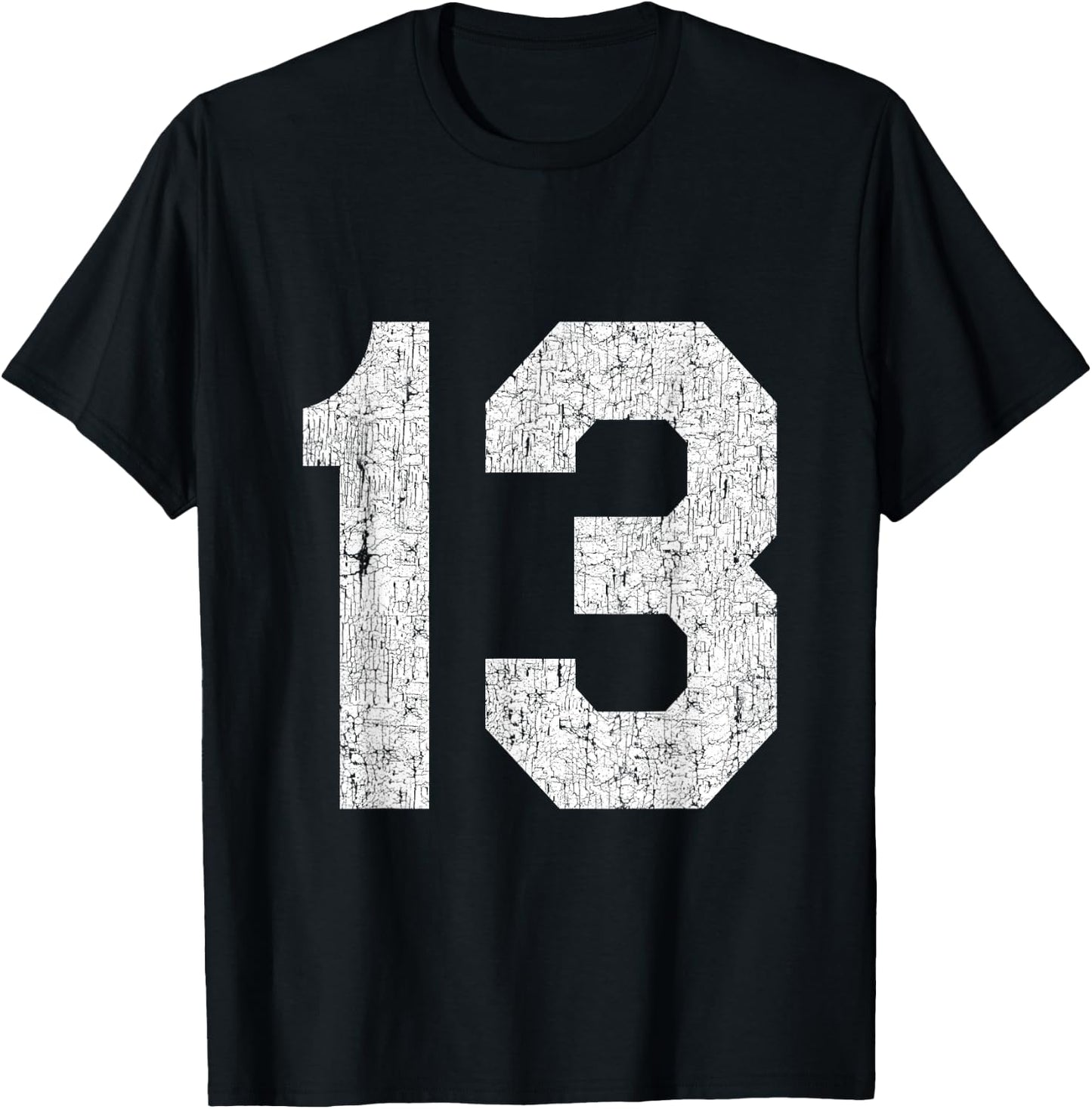 #13 Jersey Uniform Varsity Sports Number, 13th Birthday T-Shirt - T-Shirt | Black