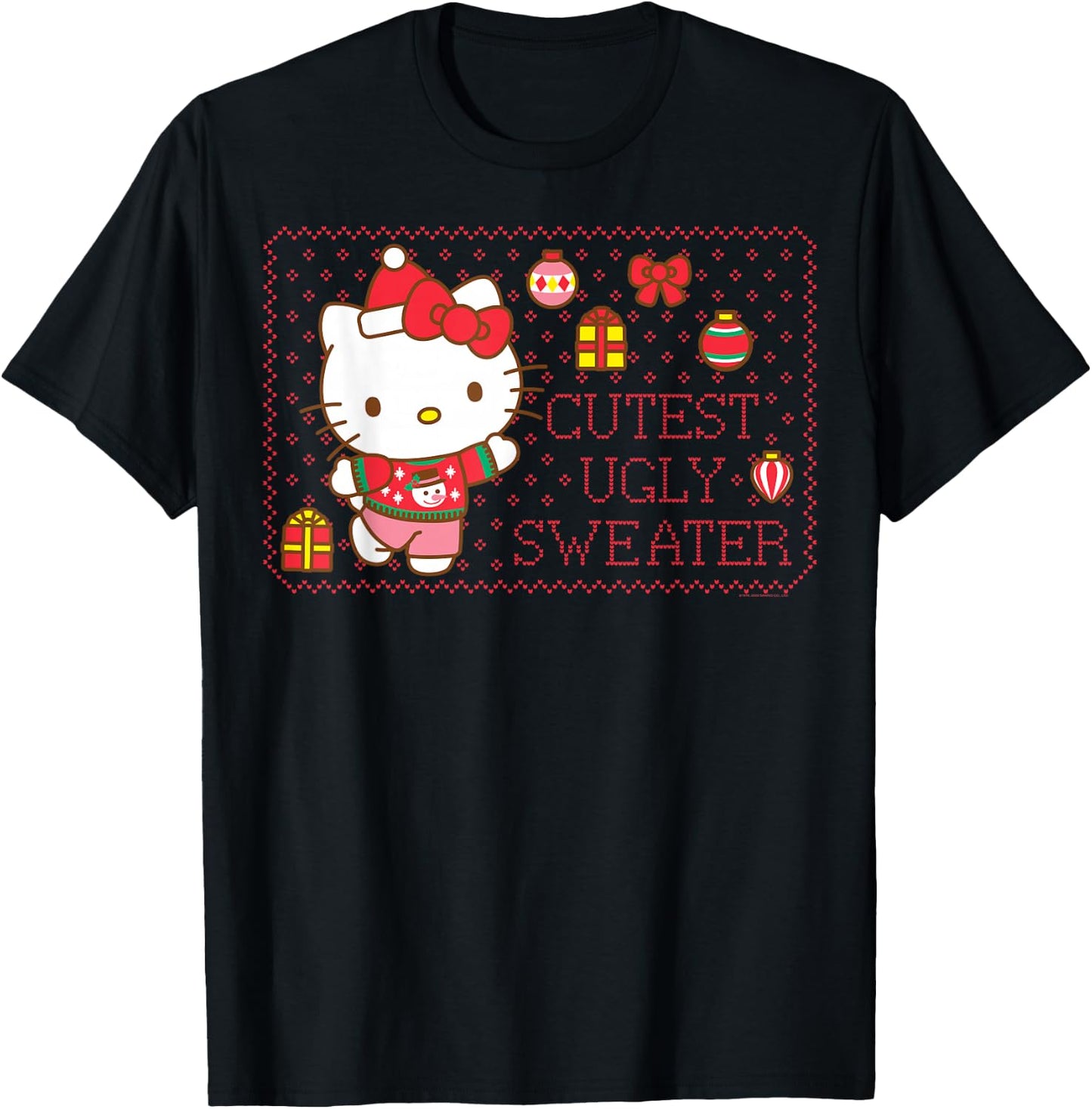 Hello Kitty Cutest Ugly Christmas Sweater T-Shirt - T-Shirt | Black