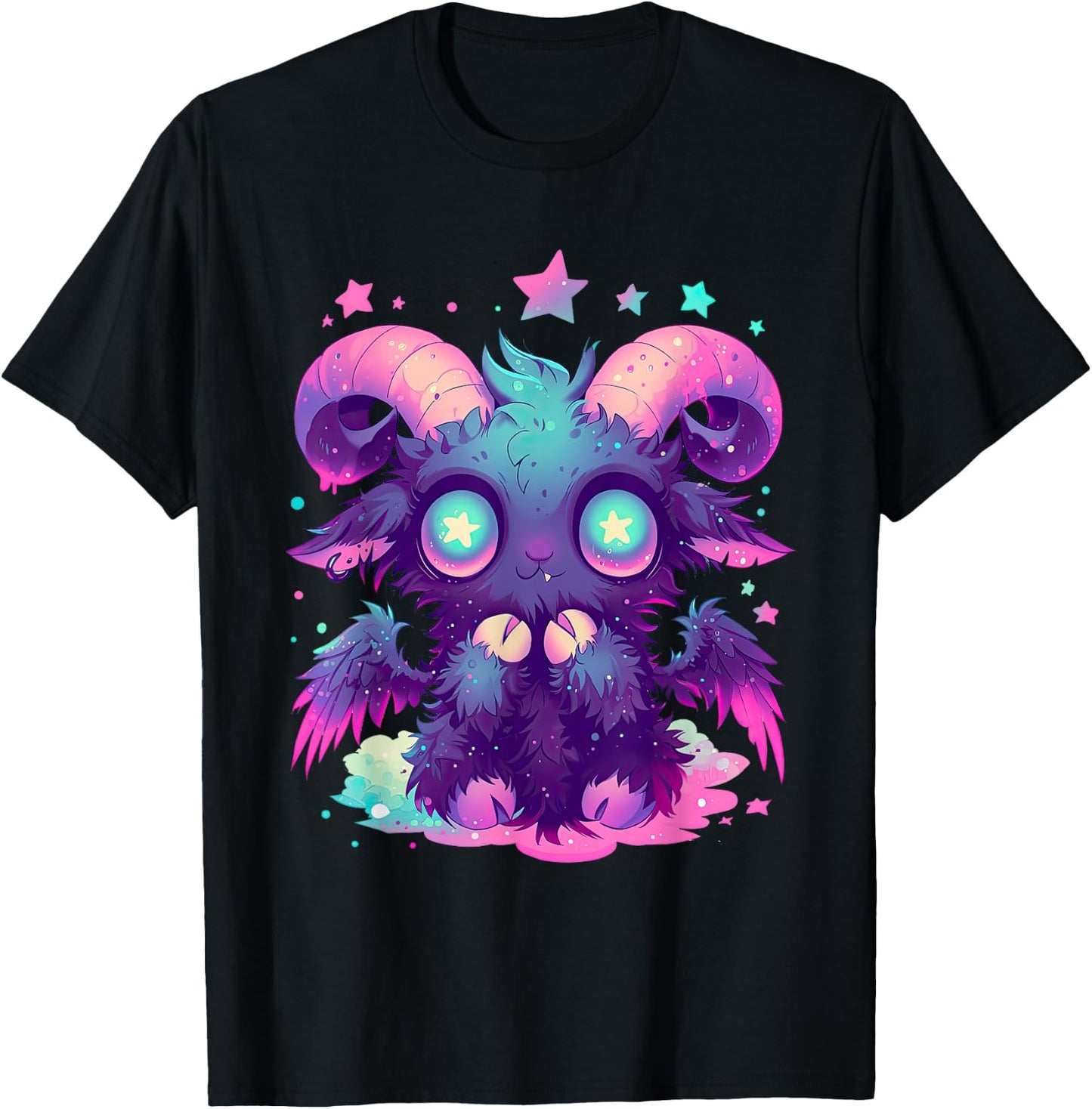 Kawaii Pastel Goth Creepy Cute Witchy Goat Baphomet T-Shirt - T-Shirt | Black