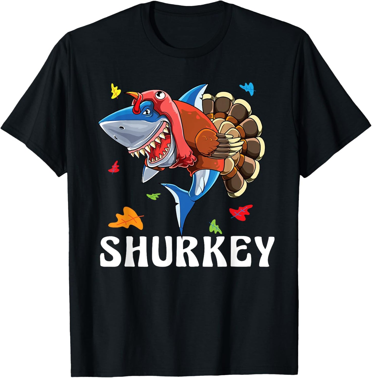 Boy Thanksgiving Shark Lover Cute Boys Turkey Day Funny Kids T-Shirt - T-Shirt | Black