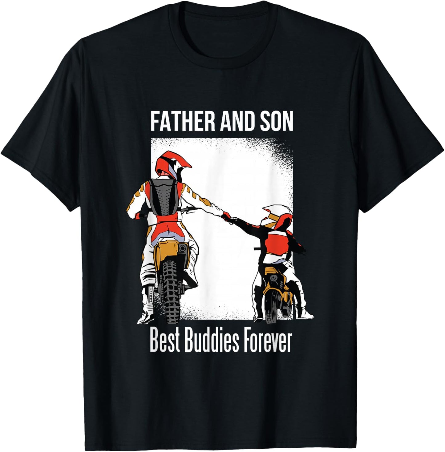 Father's Day Dirt Bike Riding Father and Son Best Buddies T-Shirt - T-Shirt | Black