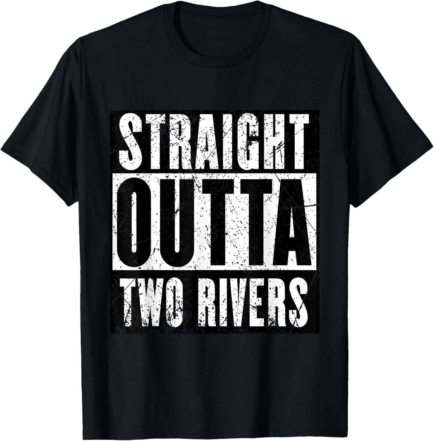Red Sigil Wheel of Time Straight Outta Two Rivers Distressed Black Small T-Shirt - T-Shirt | Black