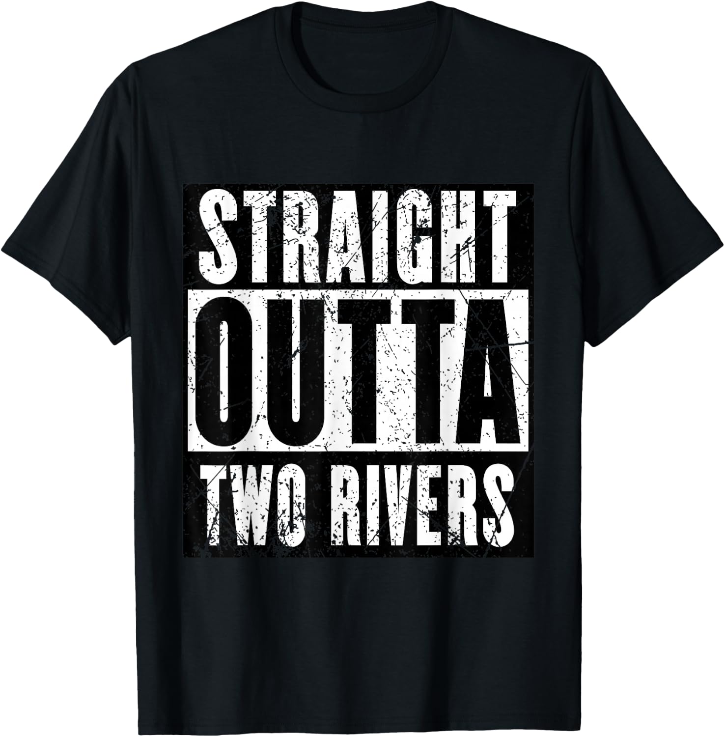 Red Sigil Wheel of Time Straight Outta Two Rivers Distressed Black Small T-Shirt - T-Shirt | Black