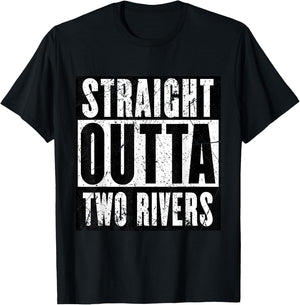 Red Sigil Wheel of Time Straight Outta Two Rivers Distressed Black Small T-Shirt - T-Shirt | Black