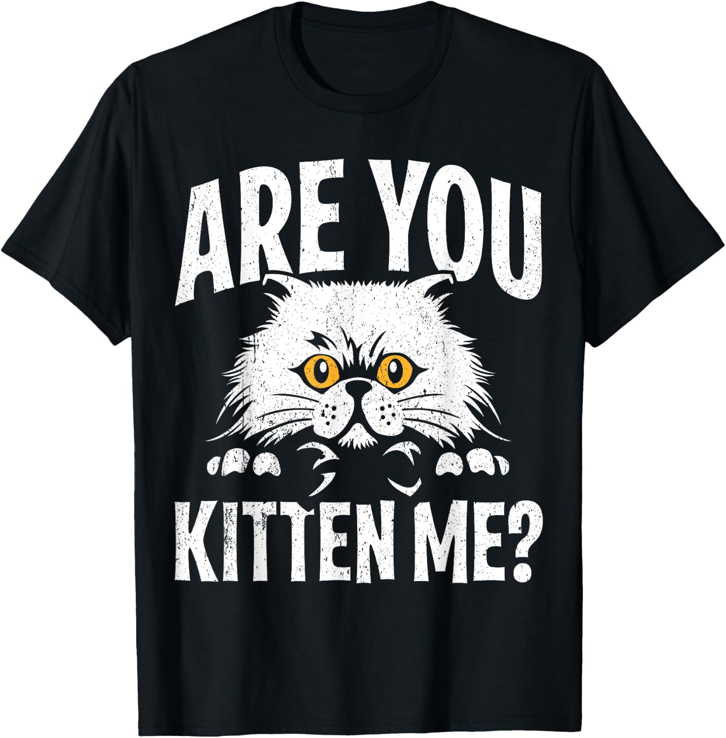 Funny Cat Design Are You Kitten Me Cats Wordplay T-Shirt - T-Shirt | Black