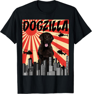 Funny Retro Japanese Dogzilla Flat-Coated Retriever T-Shirt - T-Shirt | Black