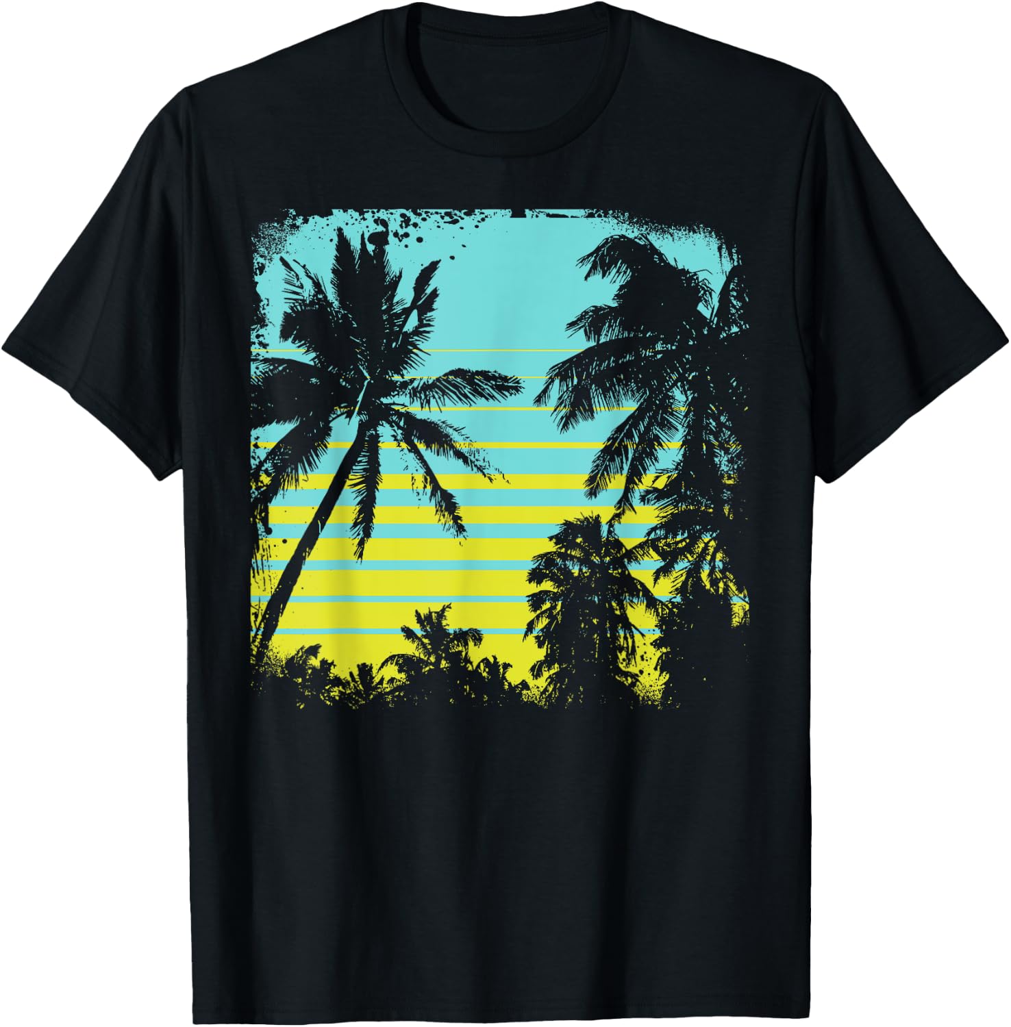 Palm Tree Silhouette Tree design, Vintage Graphic gift T-Shirt - T-Shirt | Black