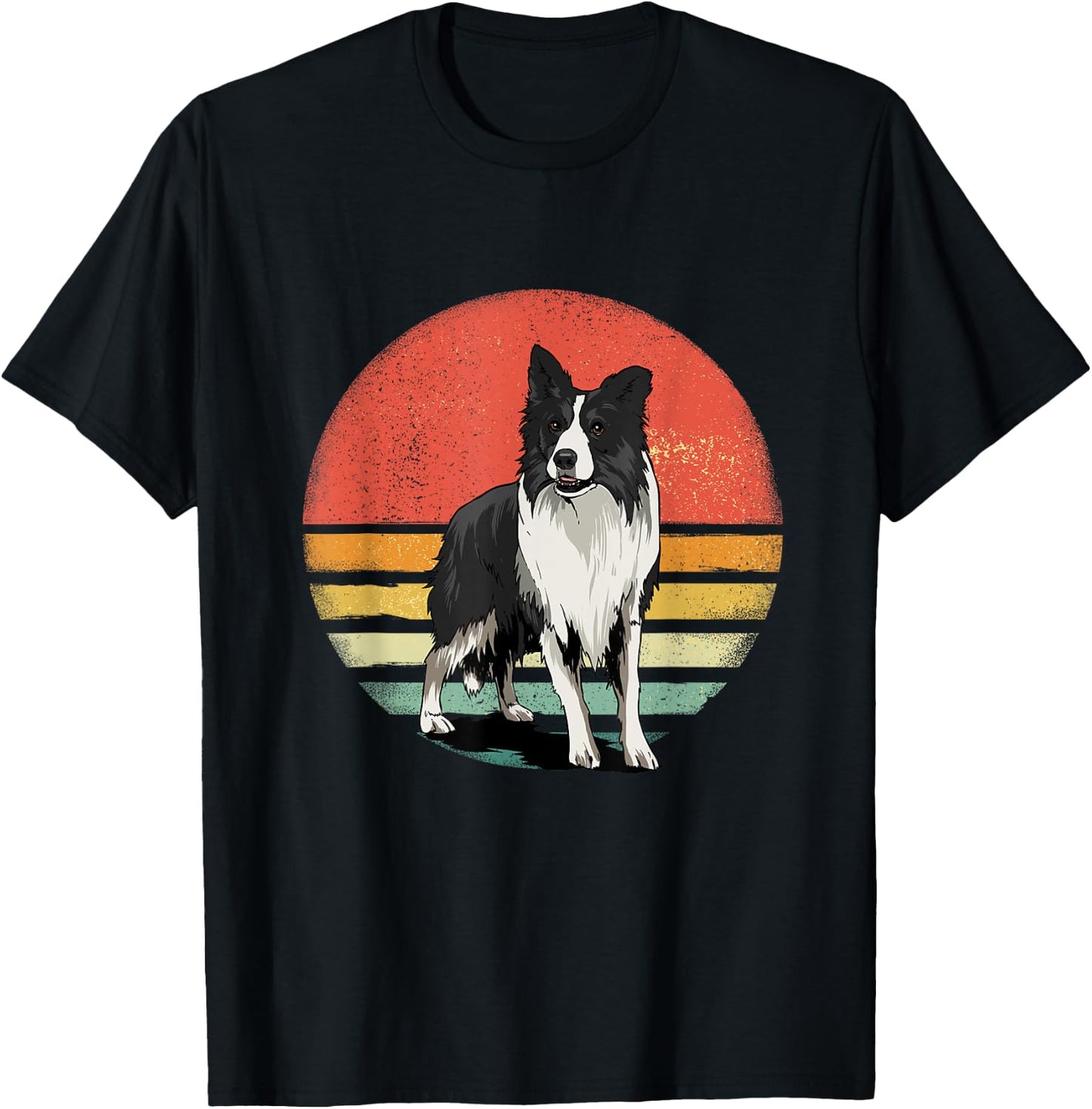 Border Collie Shirt Retro Border Collie Dog Pet Collie Lover T-Shirt - T-Shirt | Black