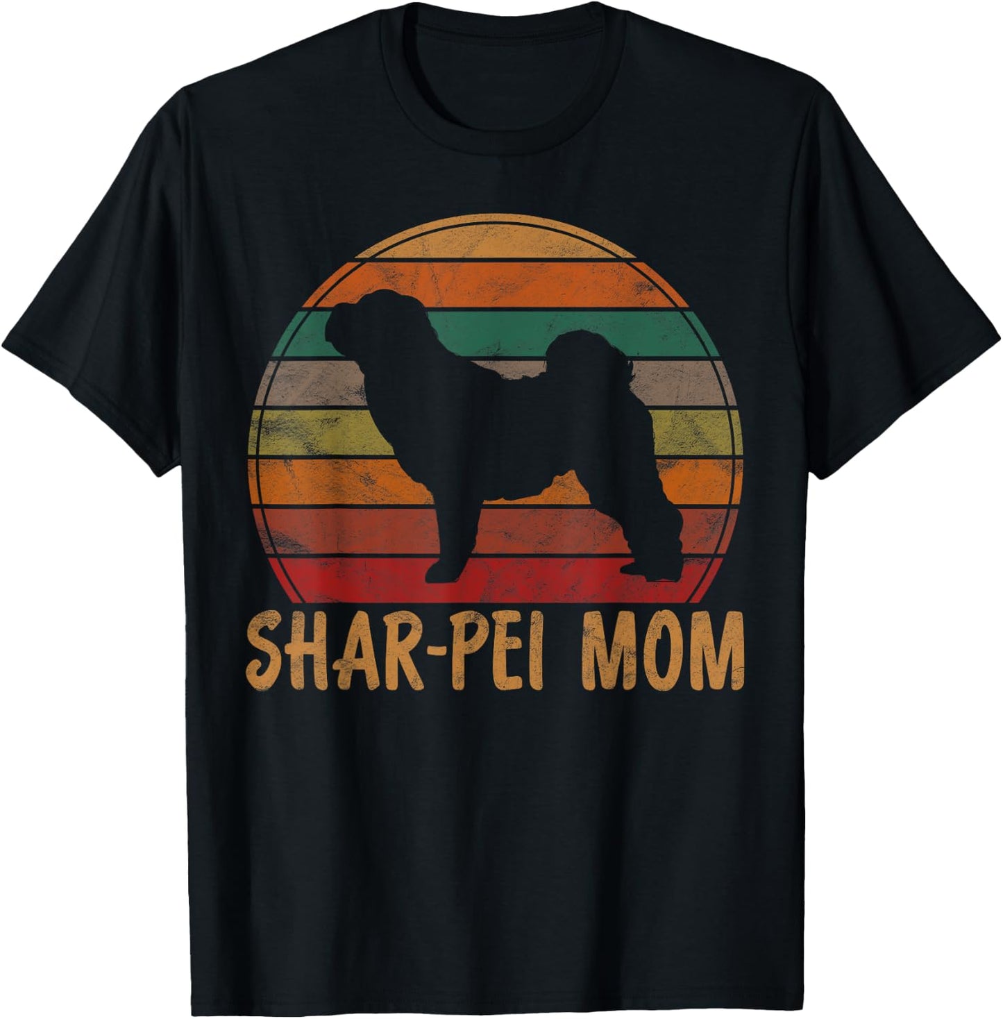 Retro Shar-Pei Mom Gift Sharpei Dog Owner Mother Pet Mama Women Girls Kids T-Shirt - T-Shirt | Black