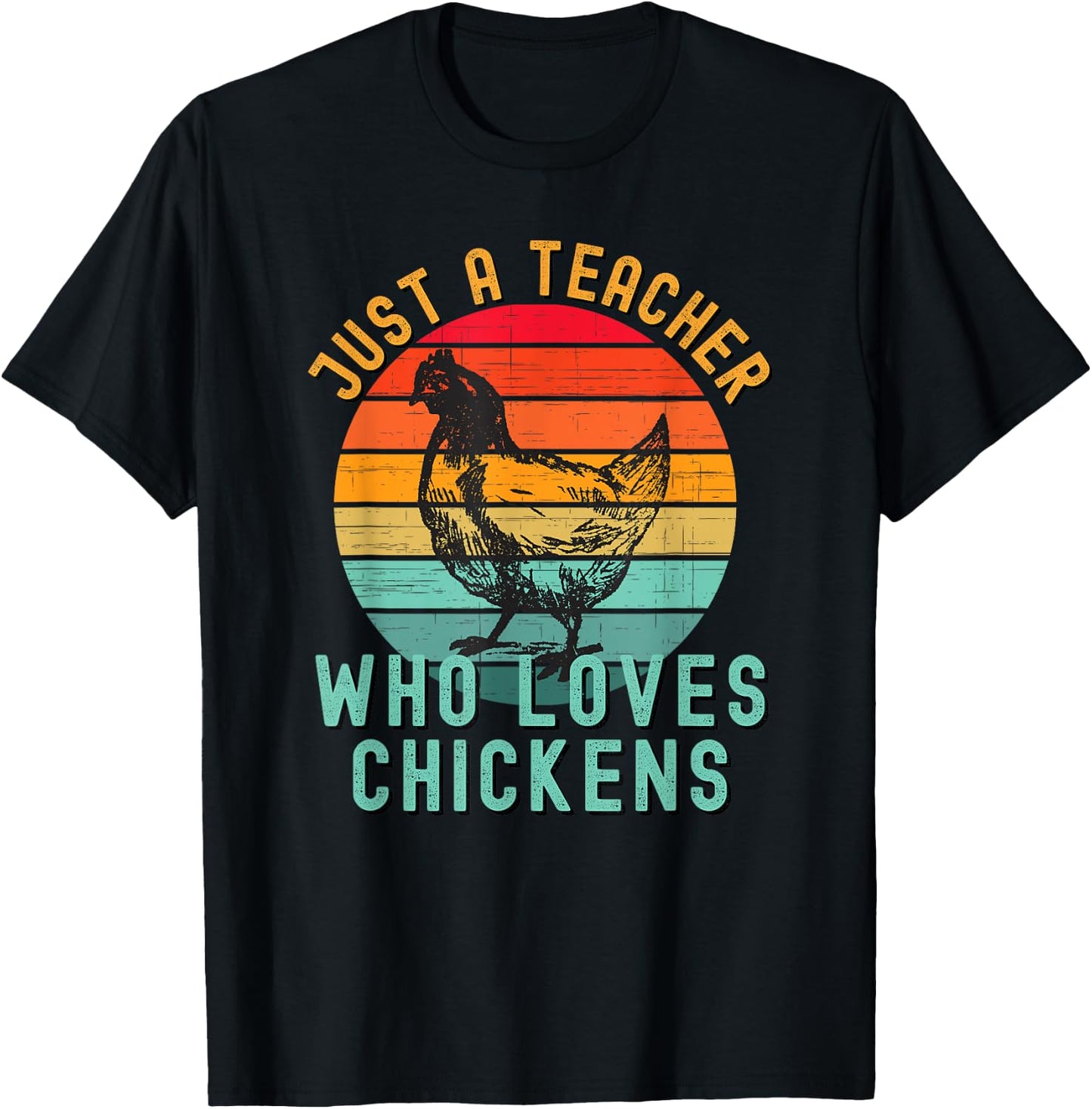 Just A Teacher Who Loves Chickens Vintage Chicken Lover Women Girls Kids T-Shirt - T-Shirt | Black