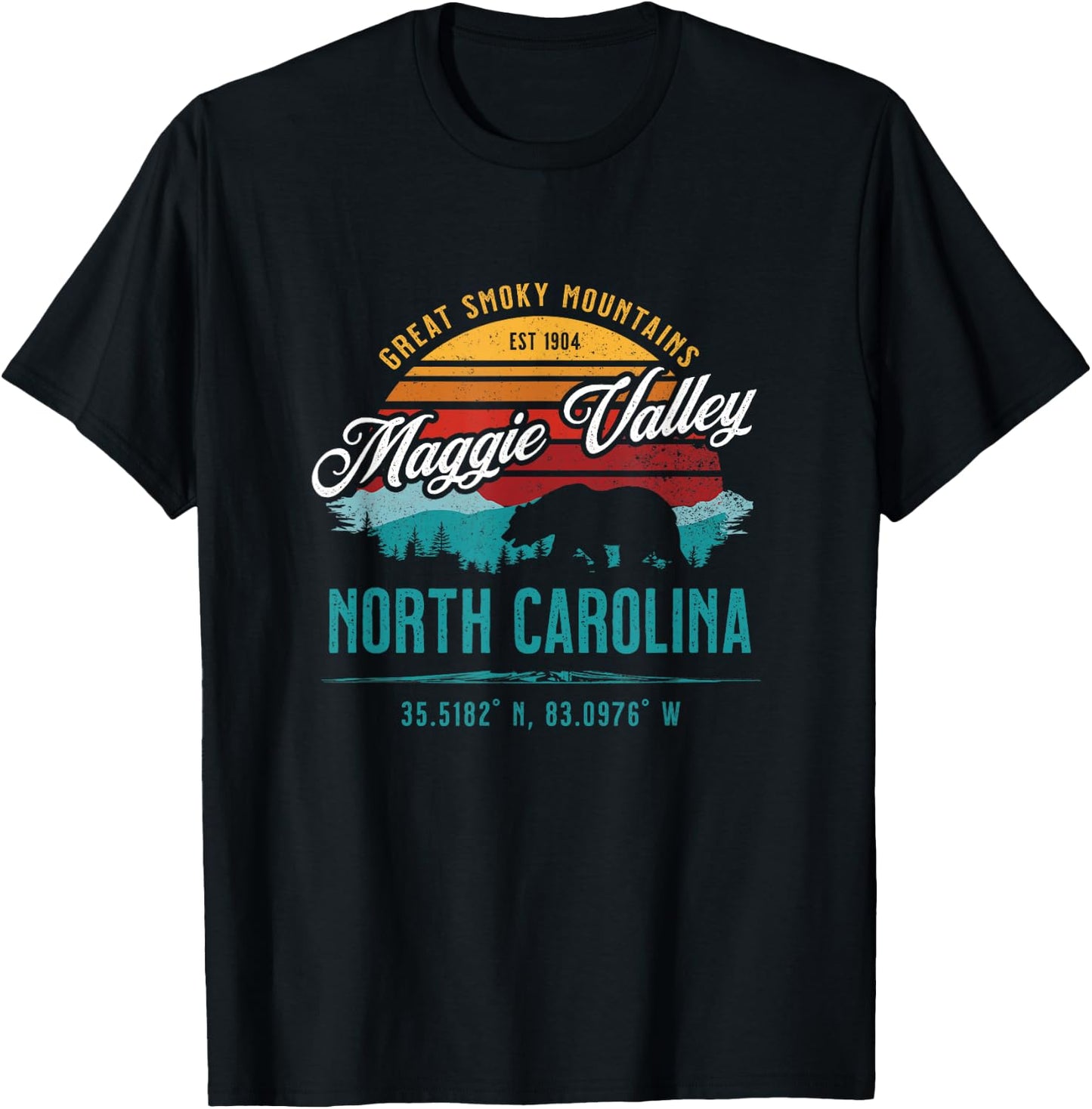 Maggie Valley North Carolina USA Retro Great Smoky Mountains T-Shirt - T-Shirt | Black