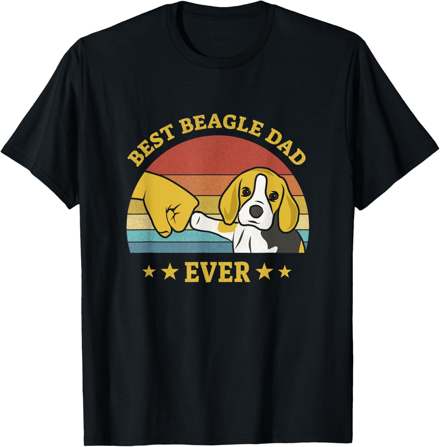 Cute Best Beagle Dad Ever Vintage Puppy Lover Retro Design T-Shirt - T-Shirt | Black