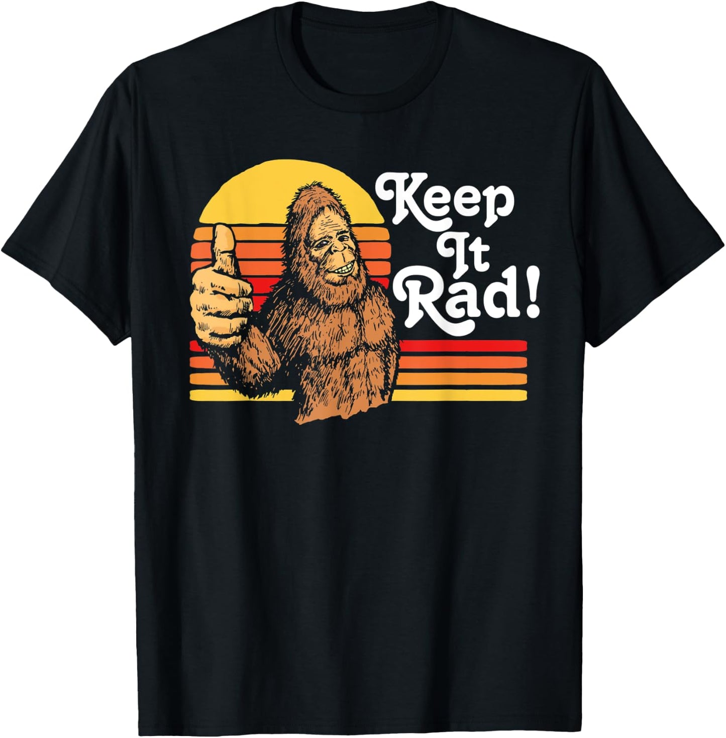 Keep It Rad! Vintage Bigfoot Thumbs Up Funny Vintage Hipster T-Shirt - T-Shirt | Black