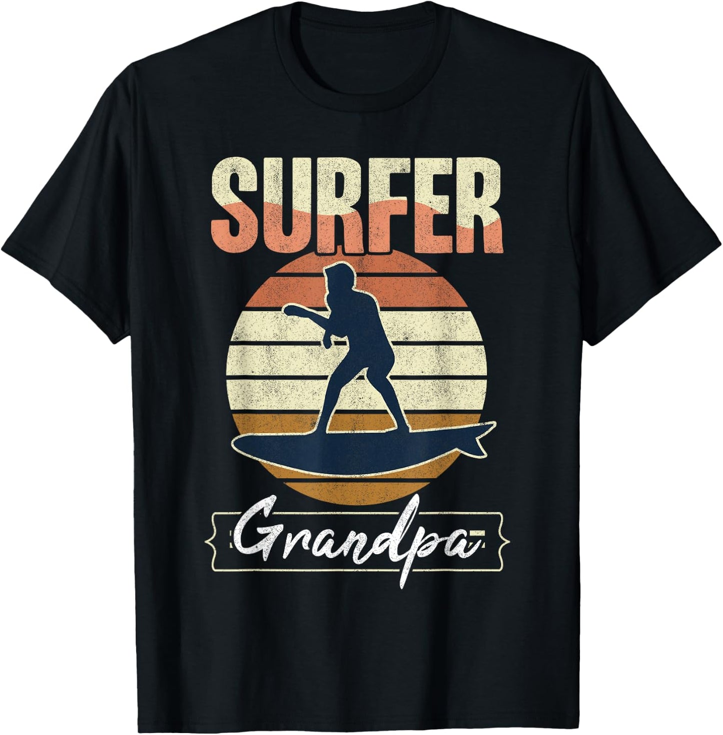 Surfer Grandpa Surf Retro Surfing Grandfather Vintage Surfer T-Shirt - T-Shirt | Black