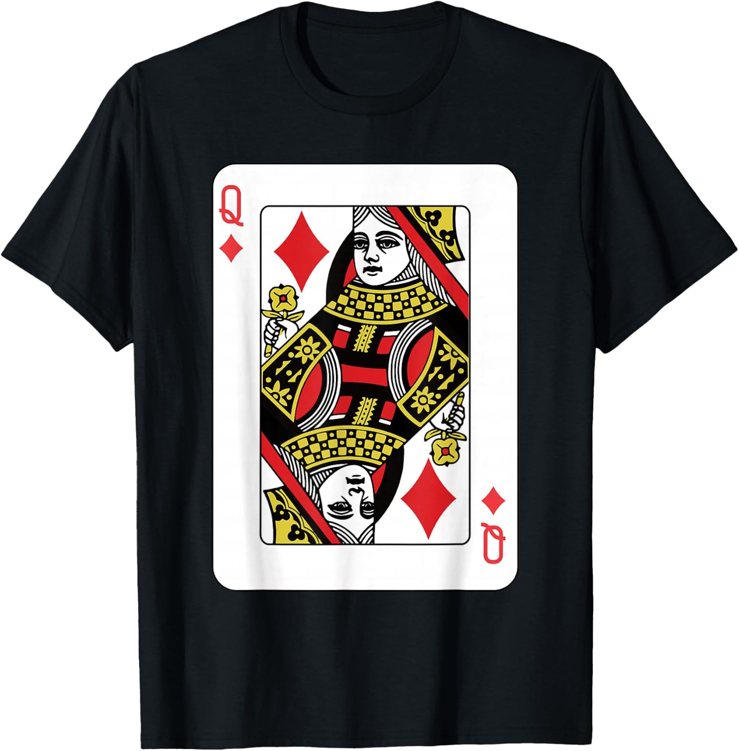 Queen of Diamonds Playing Card Poker T-Shirt - T-Shirt | Black