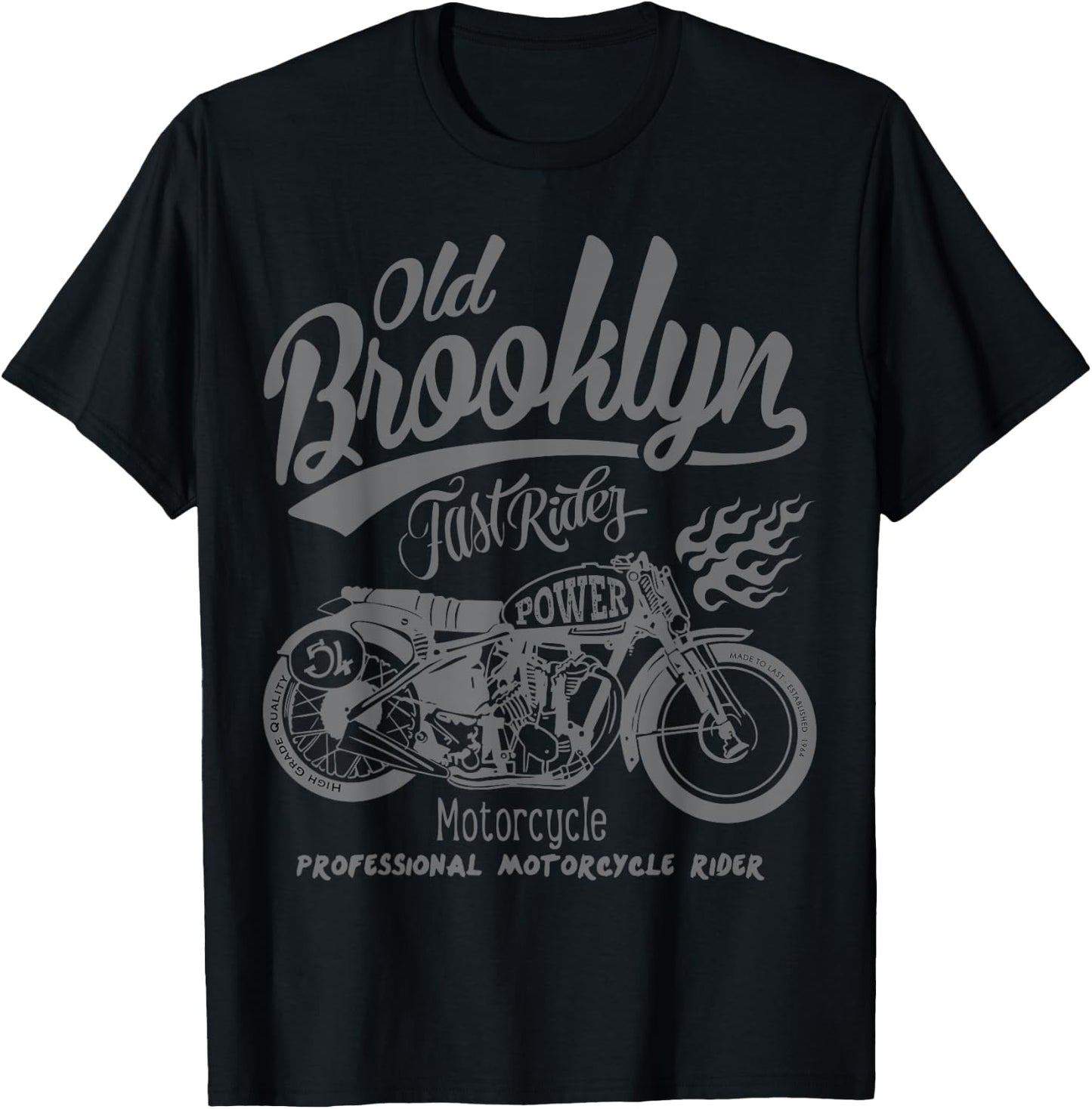 Fast Rider Old Brooklyn Speed Motorcycle Racing Vintage Logo T-Shirt - T-Shirt | Black