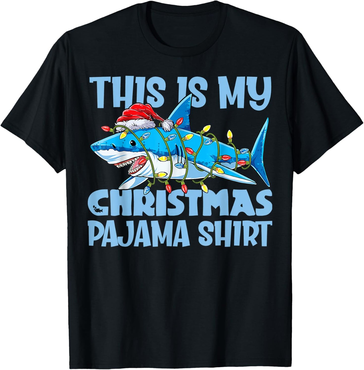 Funny Christmas Shark Fun Pajama T-Shirt - T-Shirt | Black