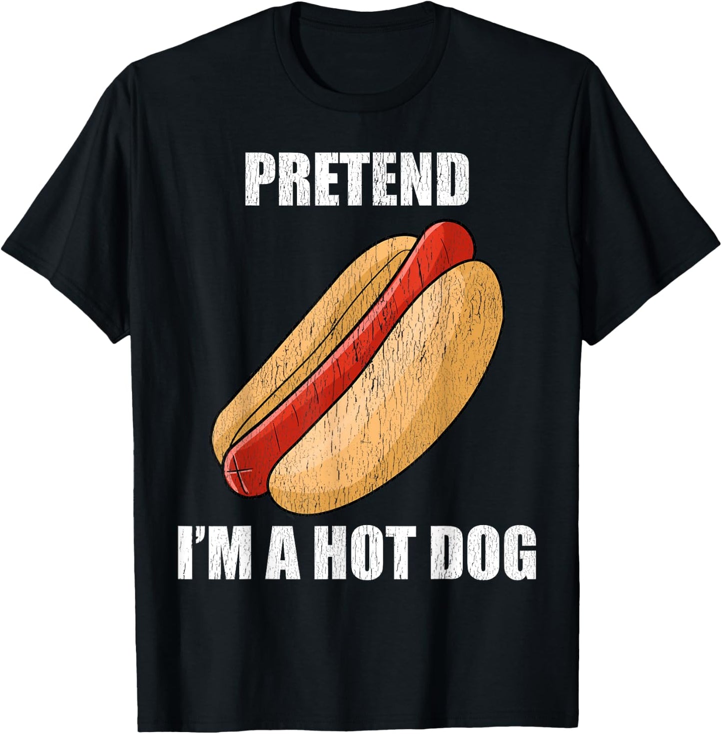 Pretend I'm A Hot Dog Lazy Costume Party Funny Halloween Fun Men Women Kids T-Shirt - T-Shirt | Black
