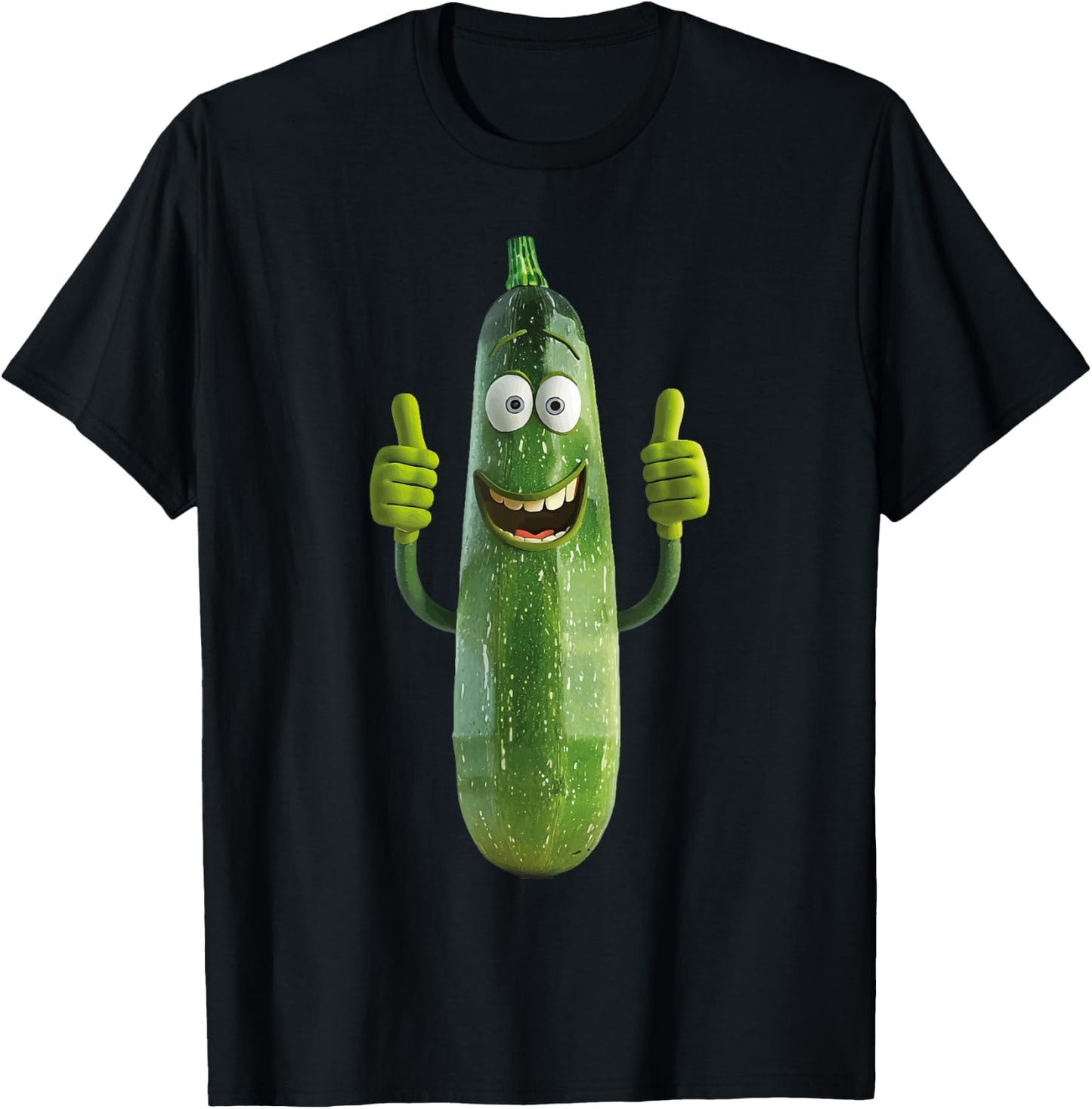 Zucchini Fruit Vegetables Design Zucchini - -Adults, Kids - Black - Cotton 60%, Polyester 40% - Short Sleeve - U-Neck - Small - Classic Fit - Imported T-Shirt - T-Shirt | Black