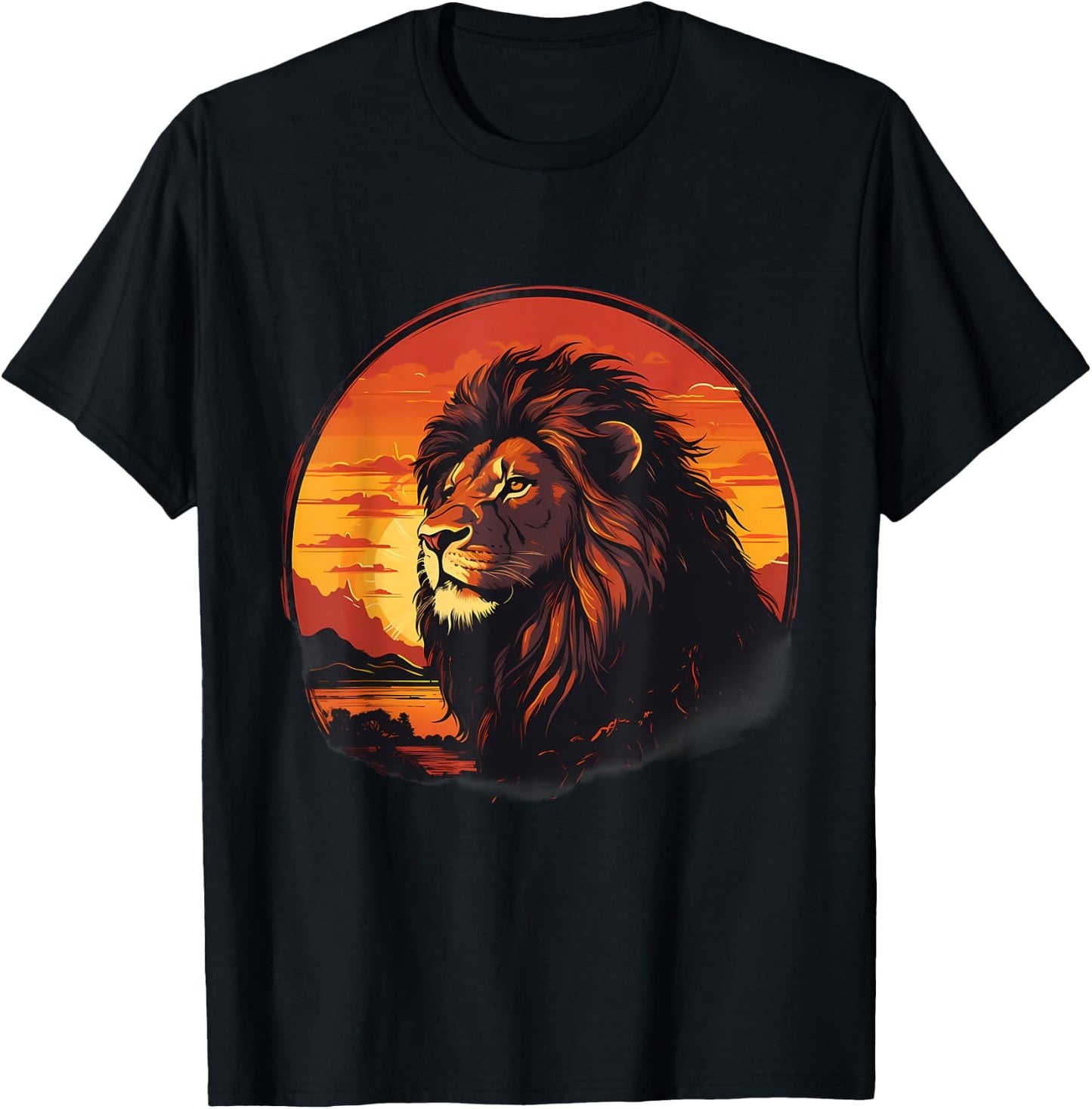Lion Wildlife Safari African Animal Lovers Savanna Sunset T-Shirt - T-Shirt | Black
