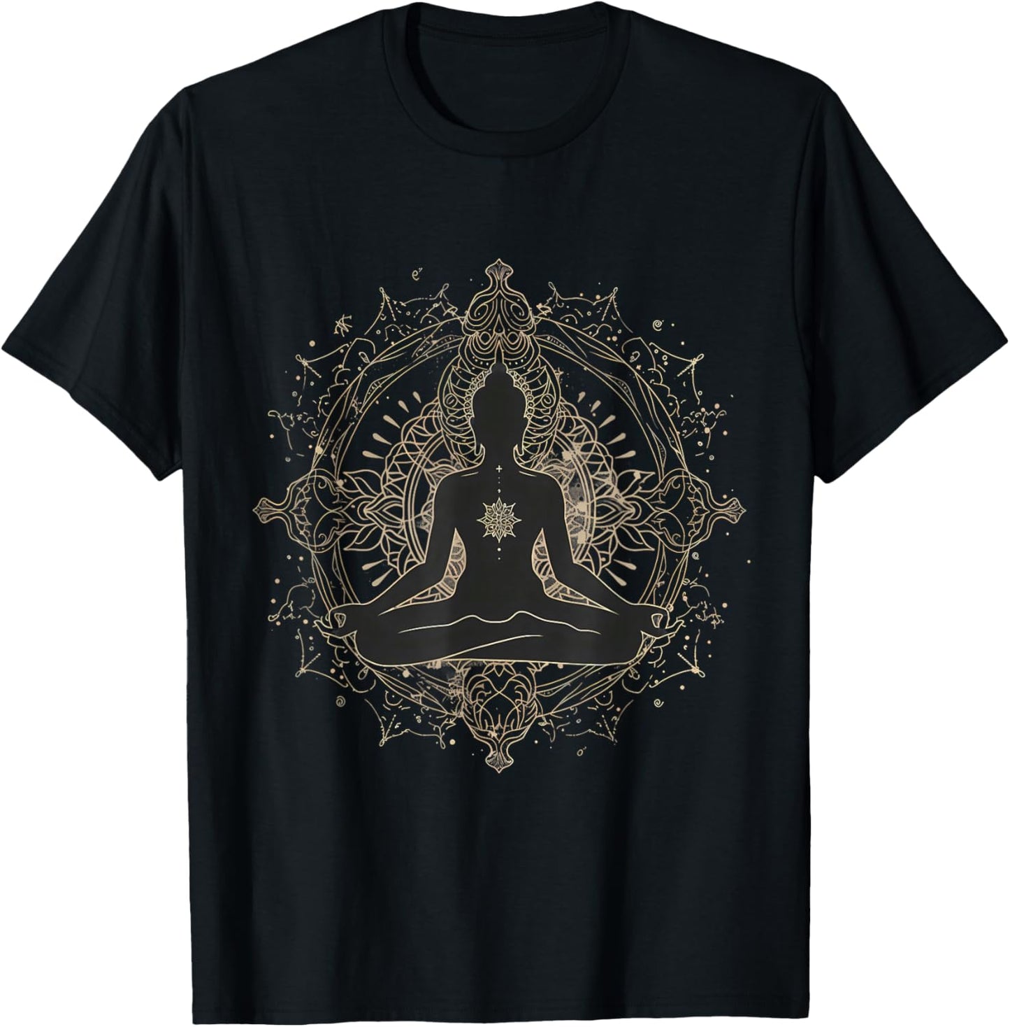 Meditation Mandala Buddhist Hindu Zen Buddha Spiritual T-Shirt - T-Shirt | Black