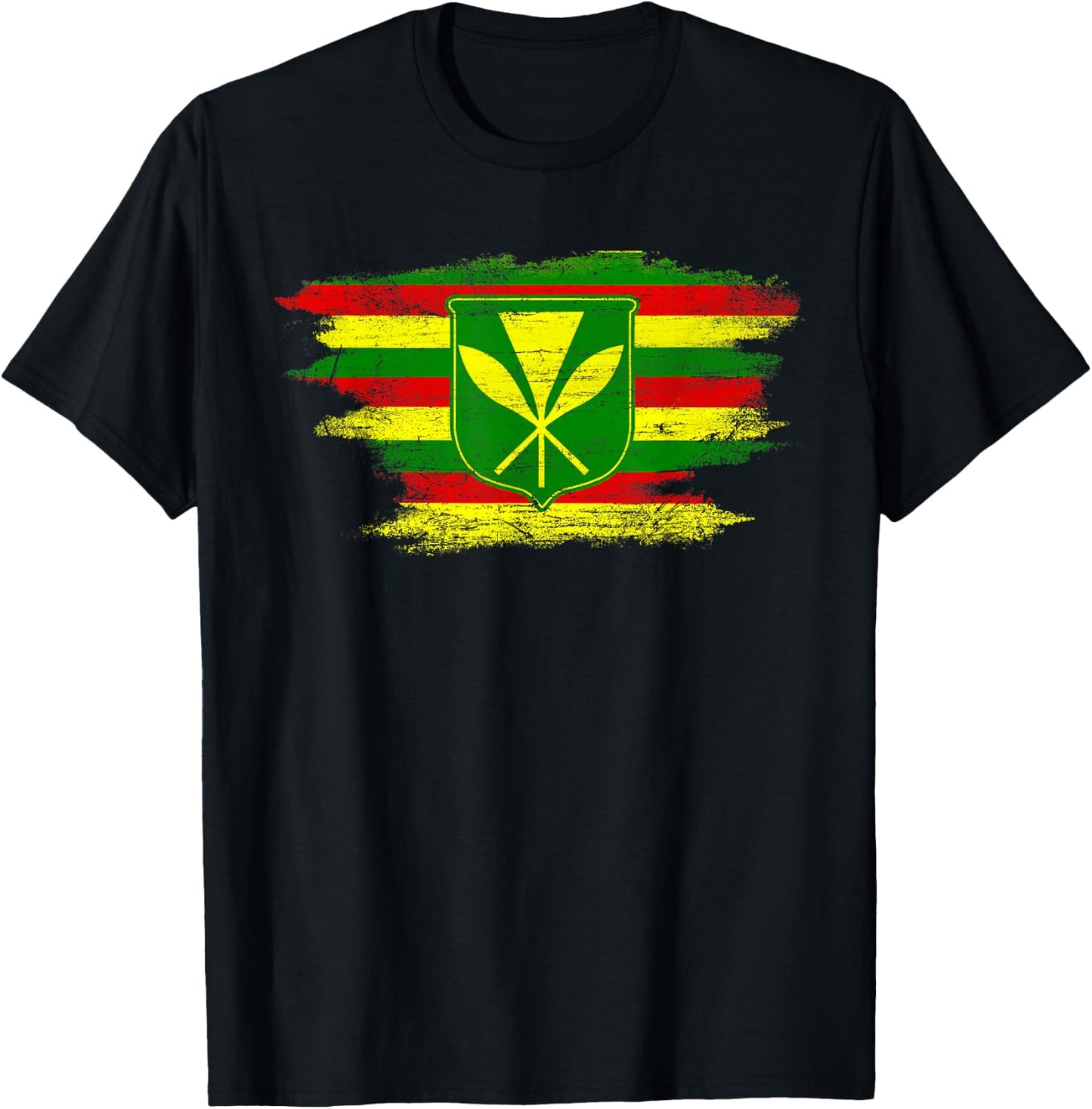 Kanaka Maoli Hawaiian Flag Pride Distressed Sovereign Gifts T-Shirt - T-Shirt | Black