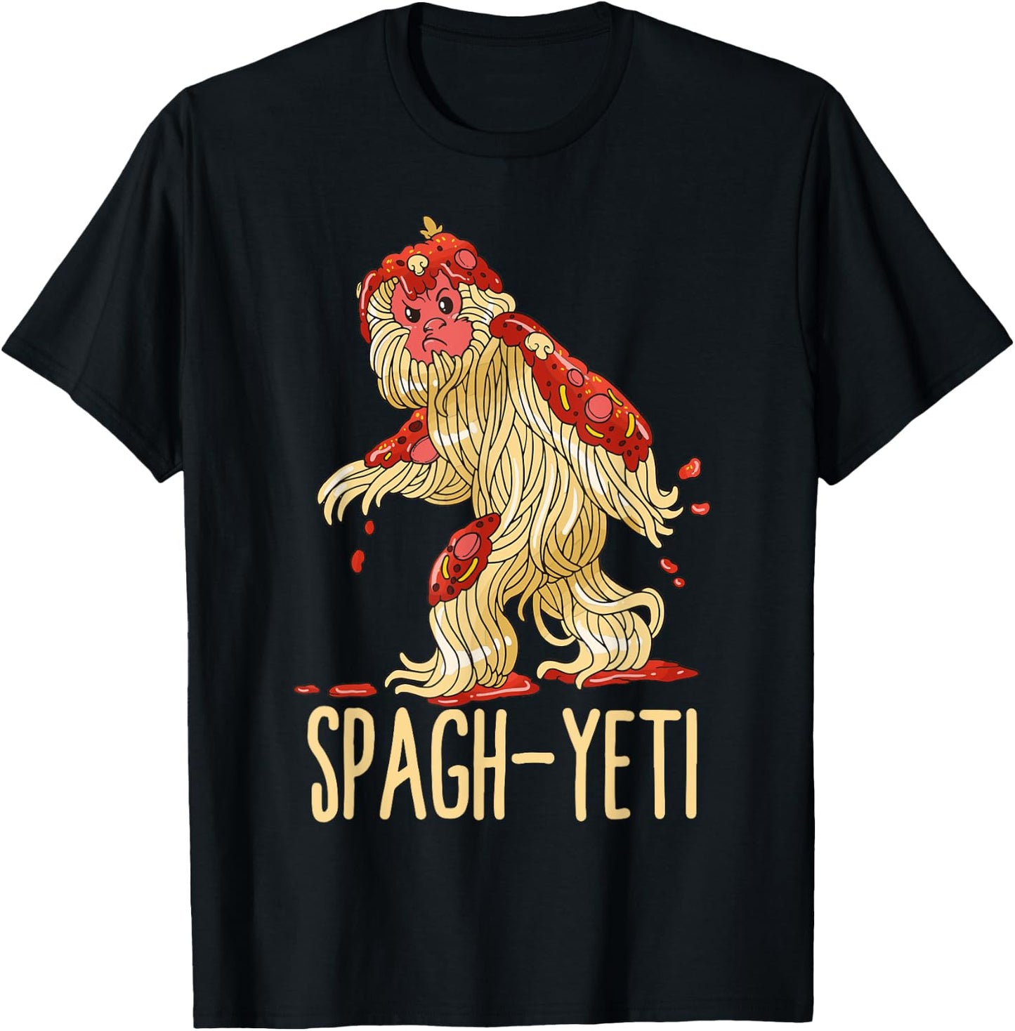 Spag-Yeti Spaghetti Spagyeti Funny Ramen Noodle Pasta T-Shirt - T-Shirt | Black