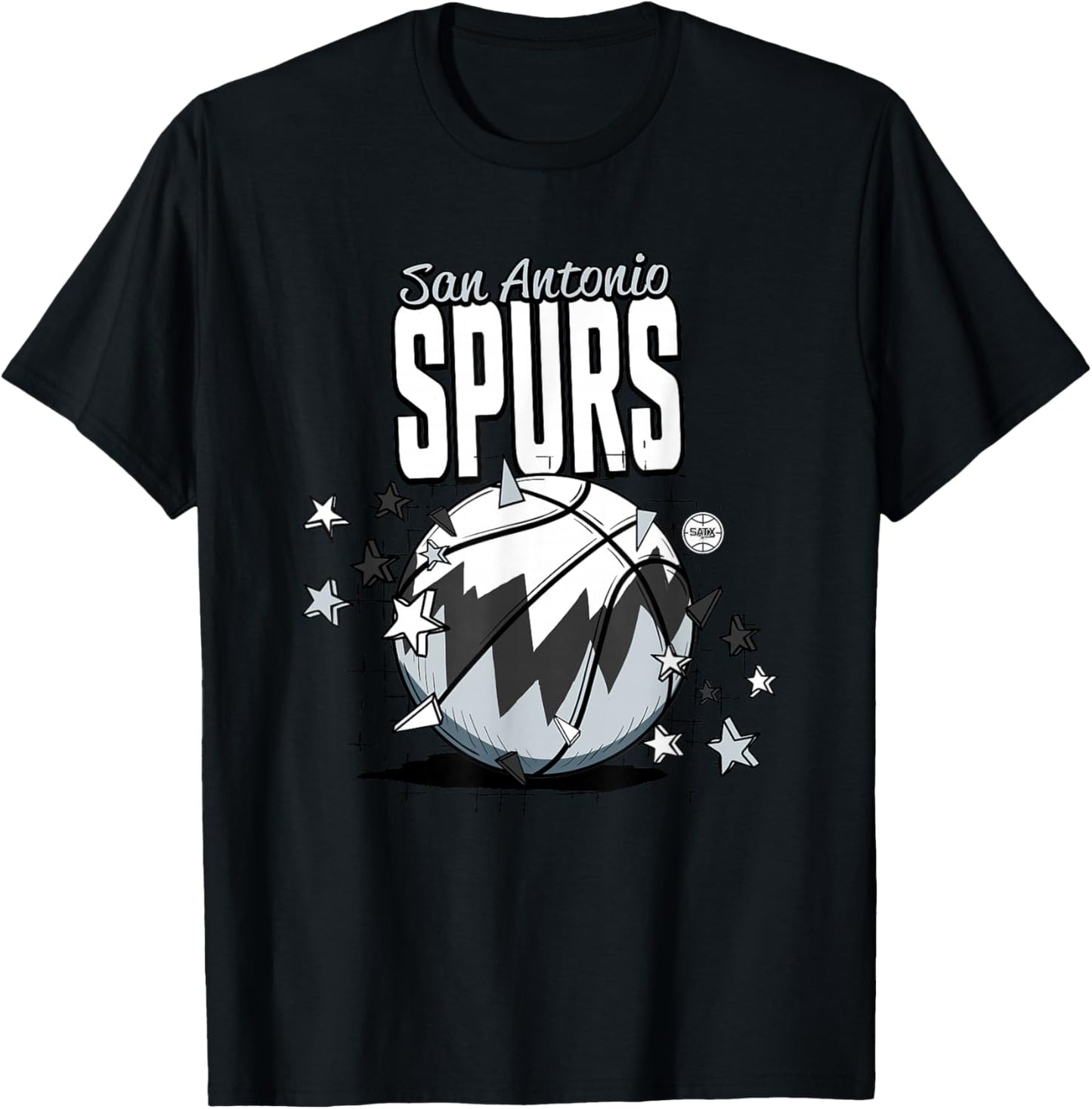NBA San Antonio Spurs Basketball Doodle Stars T-Shirt - T-Shirt | Black