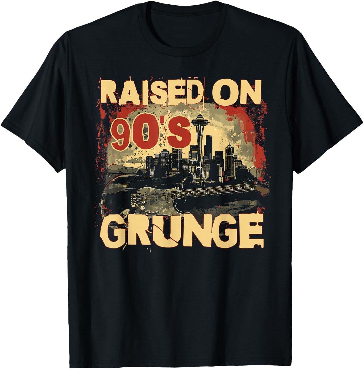 Raised On 90's Grunge Rock Music Lover T-Shirt - T-Shirt | Black