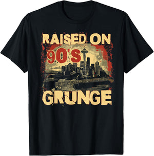 Raised On 90's Grunge Rock Music Lover T-Shirt - T-Shirt | Black