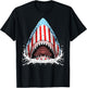 Funny Shark American Flag Jawsome 4th Of July Kids Boys Gift T-Shirt - T-Shirt | Black