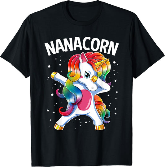 Nanacorn Dabbing Unicorn Nana Mother's Day T-Shirt - T-Shirt | Black
