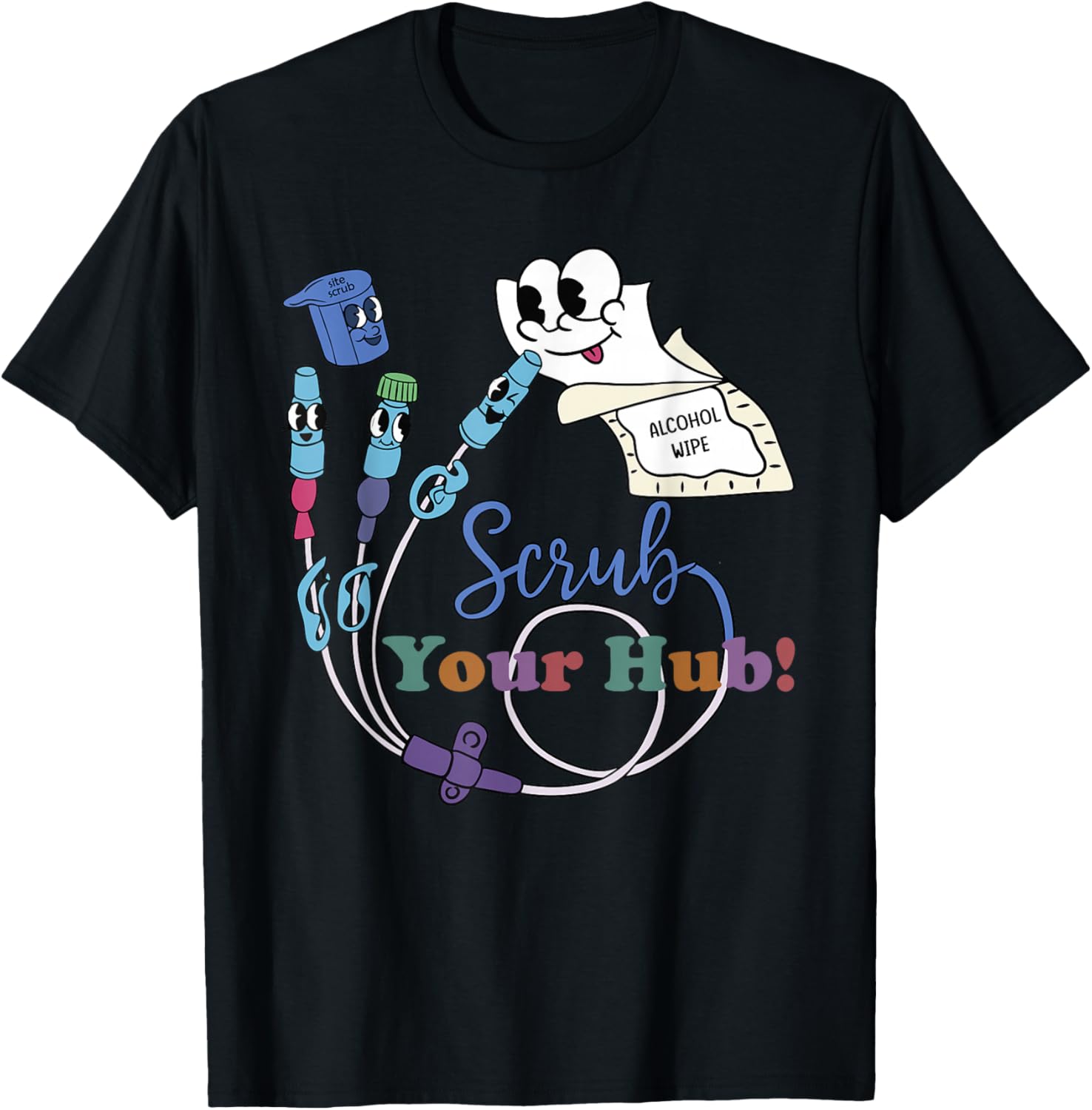 Funny Peds ER Icu Rn Nurse Scrub the Hub Nursing Student T-Shirt - T-Shirt | Black