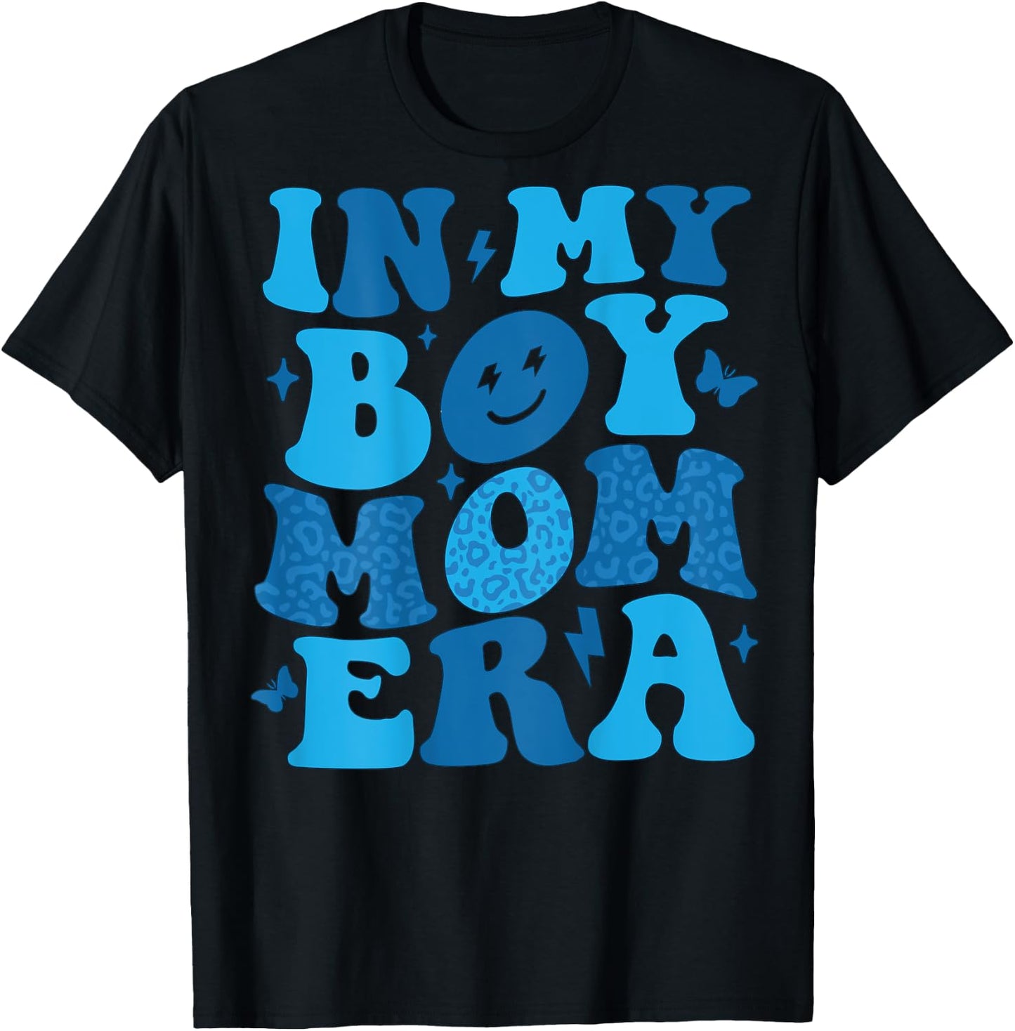 In My Boy Mom Era Groovy New Mama Club Retro Gender Reveal T-Shirt - T-Shirt | Black
