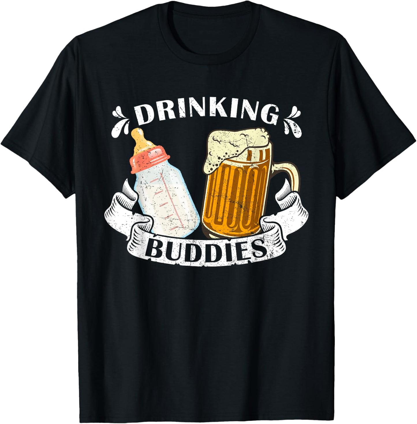 Drinking Buddies Dad And Baby Drinking Team Father's Day T-Shirt - T-Shirt | Black