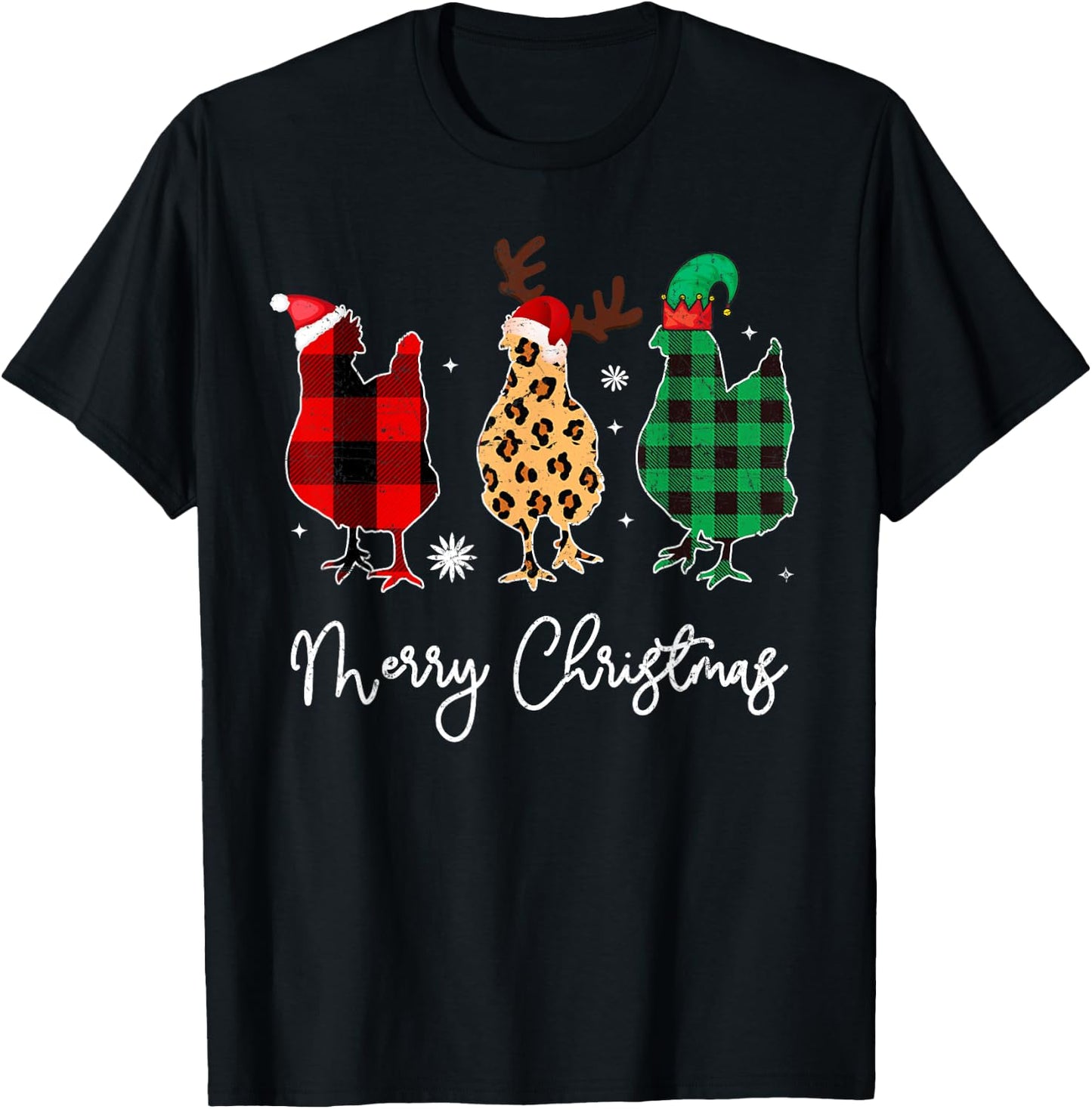 Merry Christmas Chickens T-Shirt - T-Shirt | Black