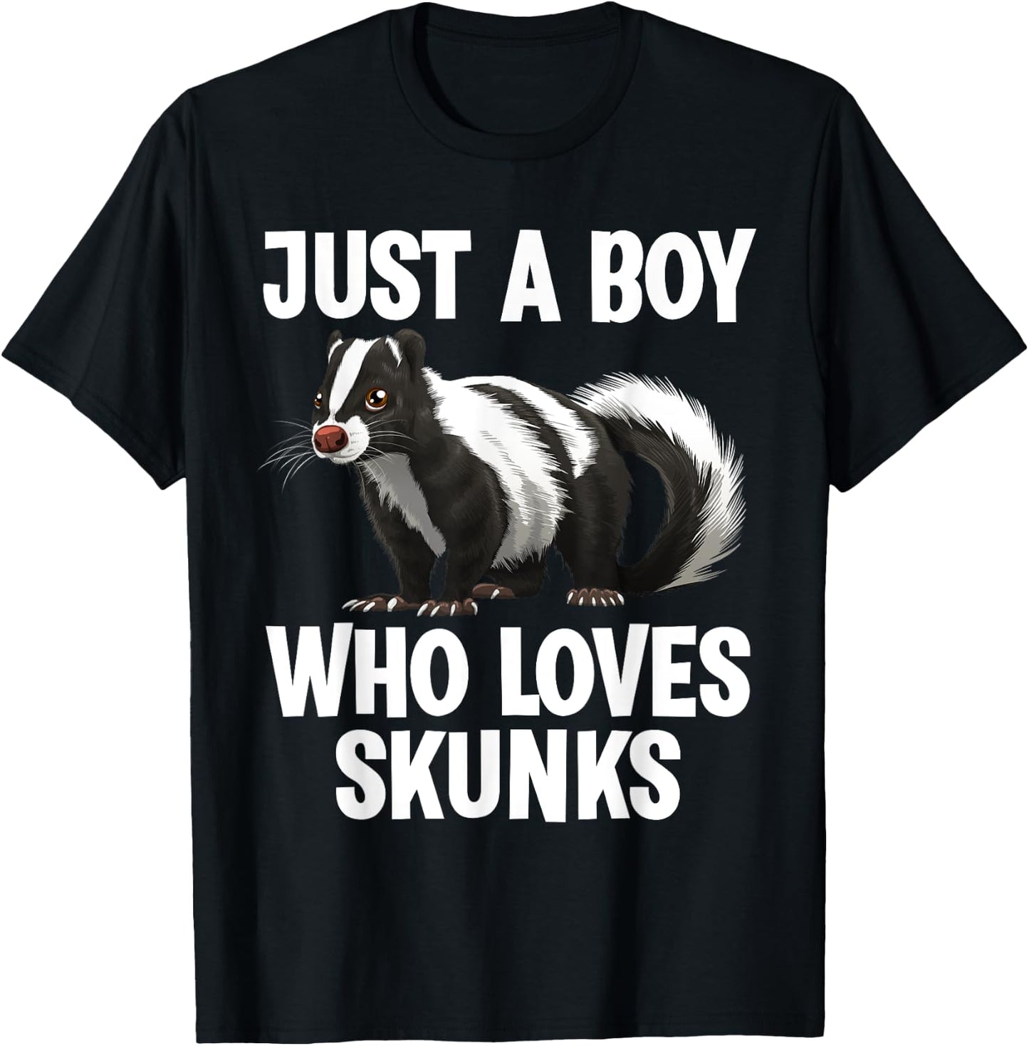 Cute Skunk Design Boys Zoo Wild Animal Skunk Lovers T-Shirt - T-Shirt | Black