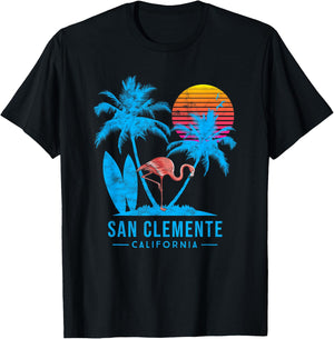 San Clemente, Orange County, California. Palm trees sunset T-Shirt - T-Shirt | Black