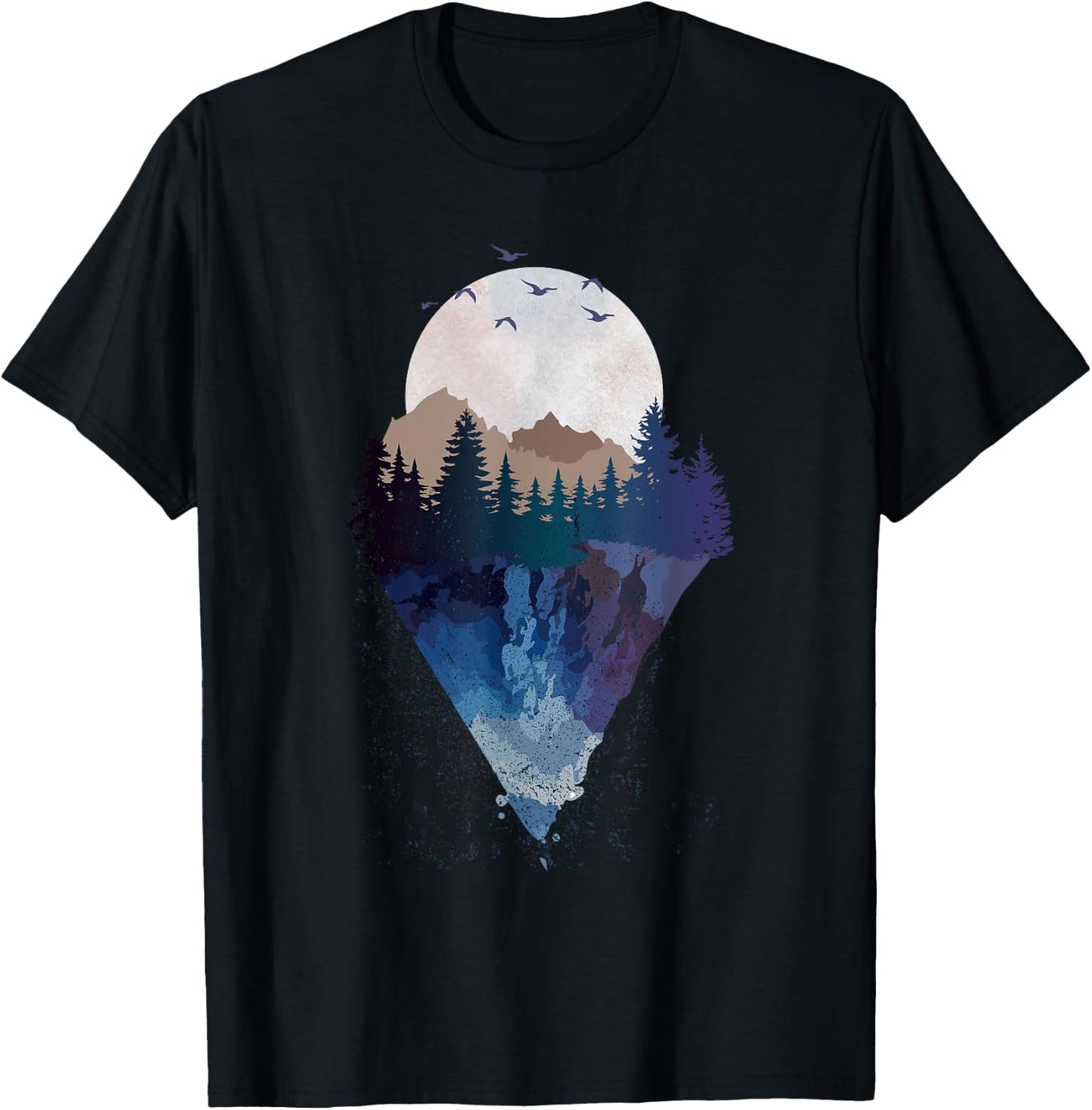 Funny Geometric Mountain Abstract Geometry Outdoor Gifts T-Shirt - T-Shirt | Black