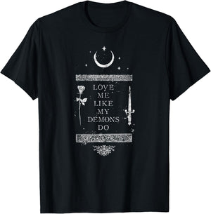 Occult Gothic Grunge Love Me Like My Demons Do Witch Moon T-Shirt - T-Shirt | Black
