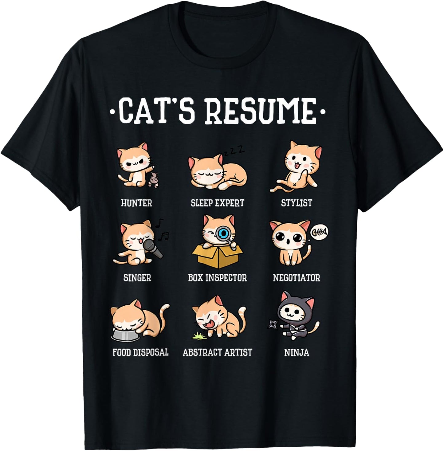 Funny Cat Shirt Cat's Resume Life of A Cat Animal T-Shirt - T-Shirt | Black