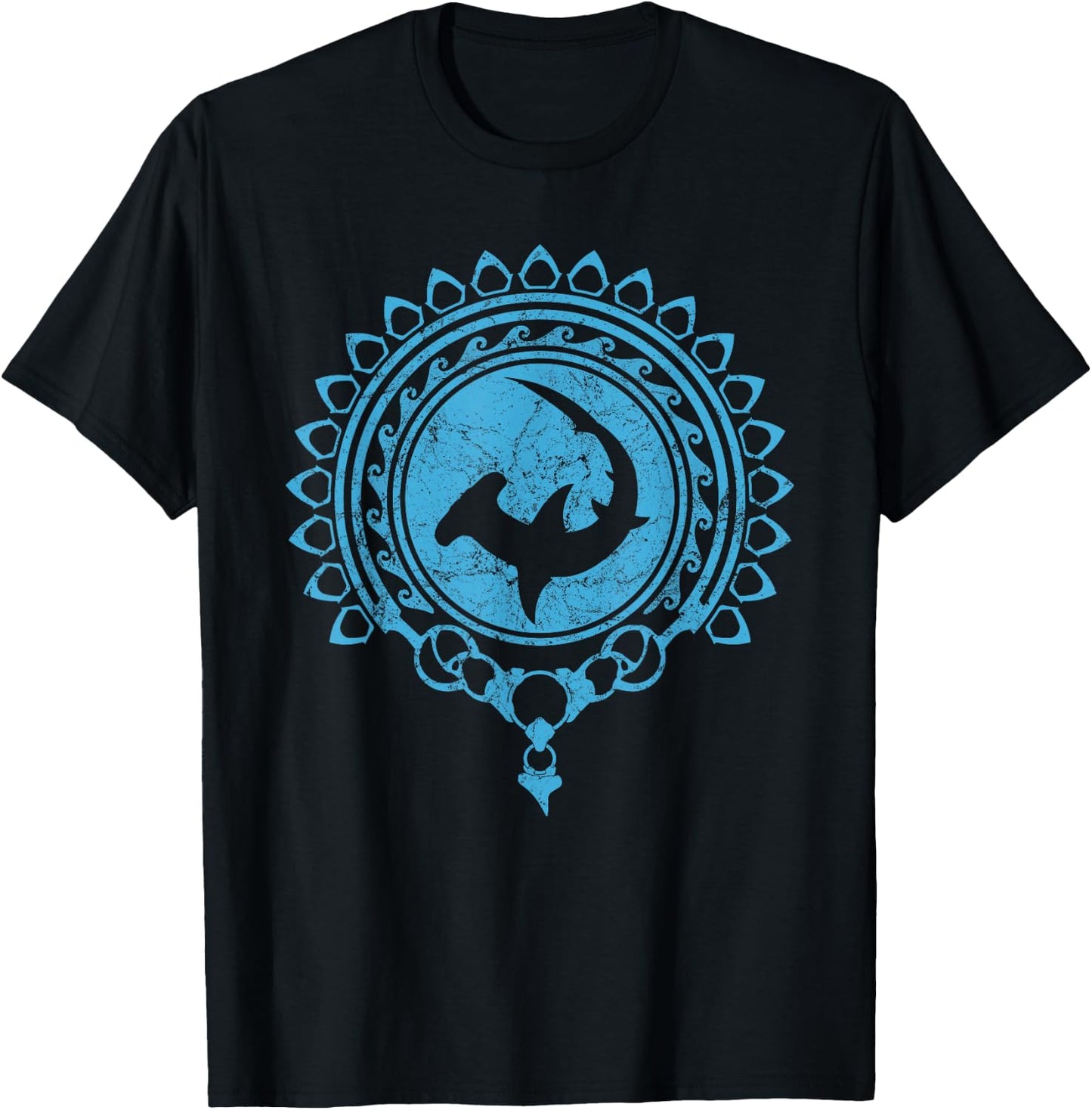 Hammerhead Shark Tribal T-Shirt - T-Shirt | Black