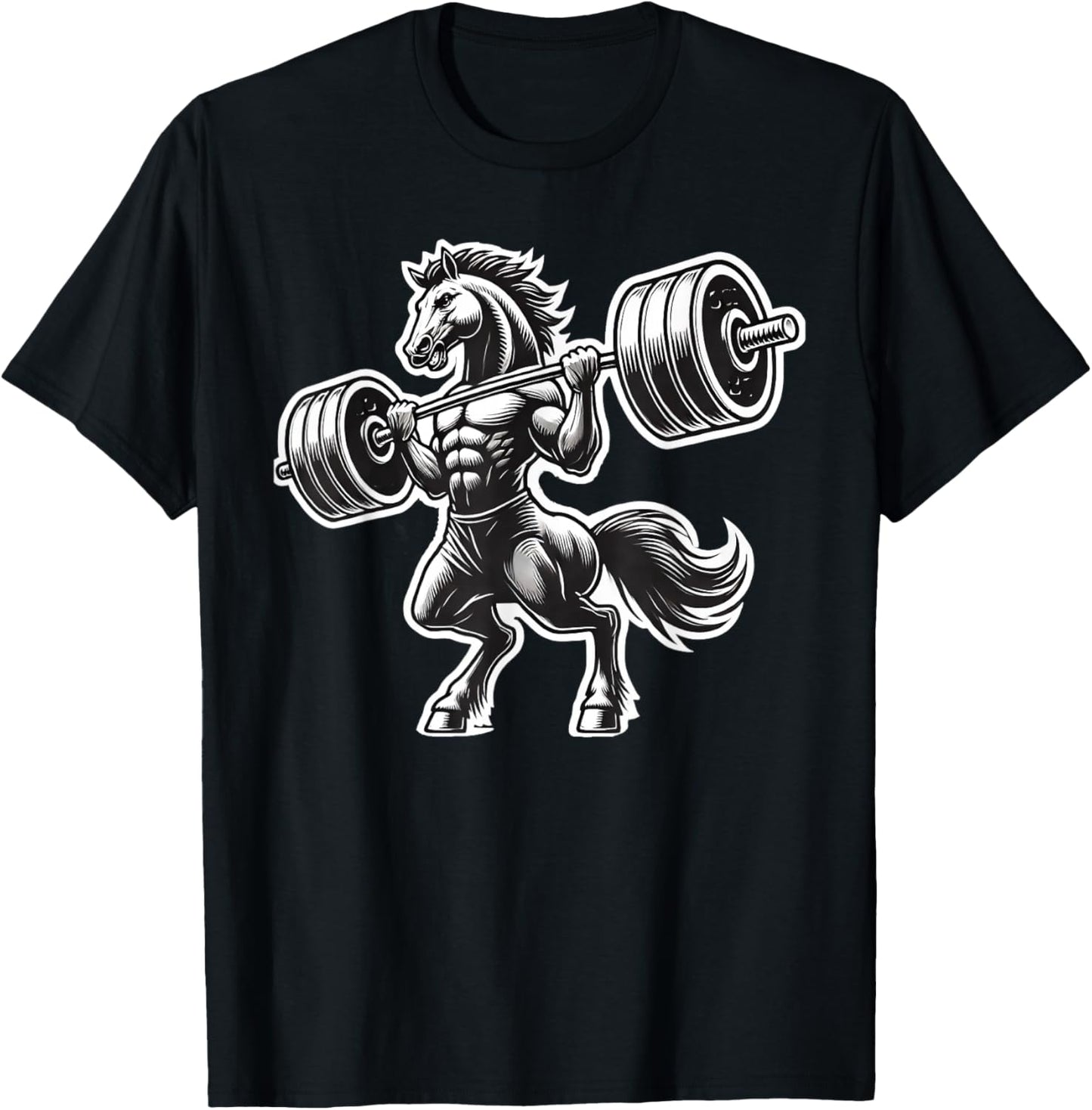 Horse Powerlifting Weightlifting Gym Workout T-Shirt - T-Shirt | Black