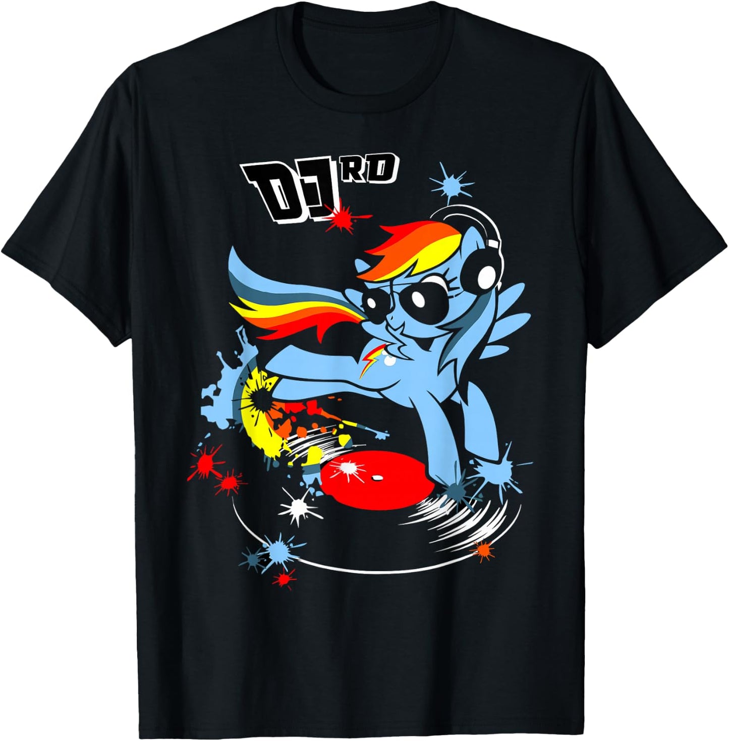 DJ RD Retro Rainbow Dash Fluttershy Rarity T-Shirt - T-Shirt | Black