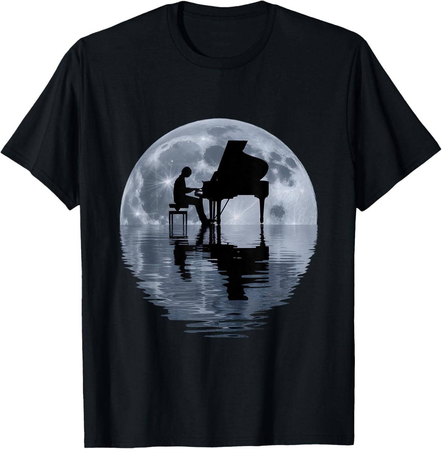 Moonlight Piano Player Pianist Moon T-Shirt - T-Shirt | Black