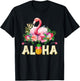 Aloha Flamingo Pineapple Hawaiin Tropical Beach Summer T-Shirt - T-Shirt | Black