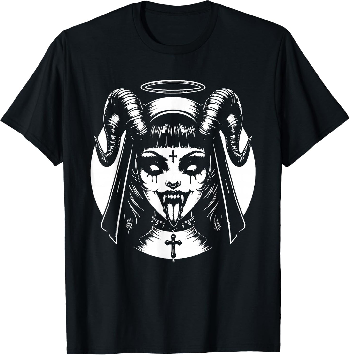 Devil Nun Goth Emo Punk Gothic Satanic Occult T-Shirt - T-Shirt | Black