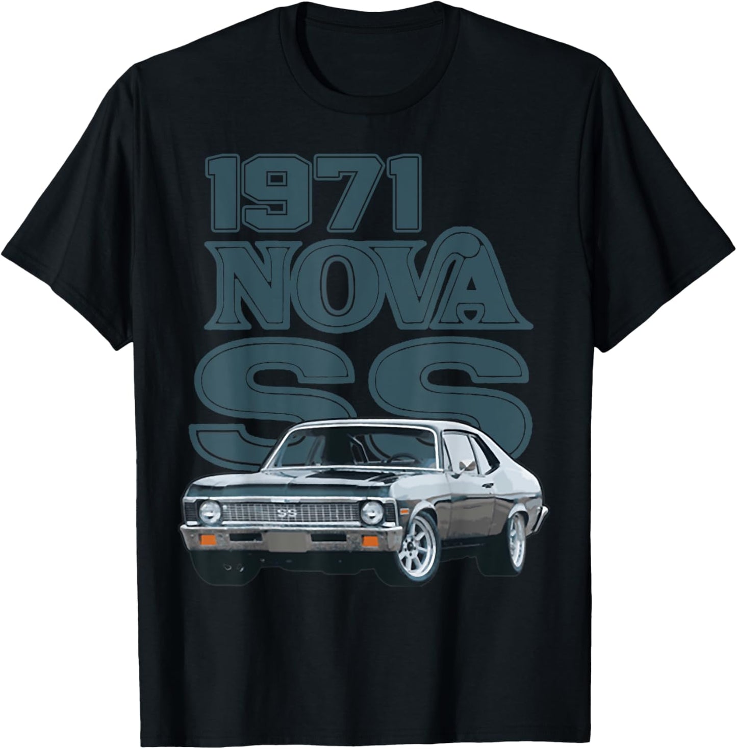 1971 71 Chevys Nova 2 Classic Car Old School Muscle Car T-Shirt - T-Shirt | Black