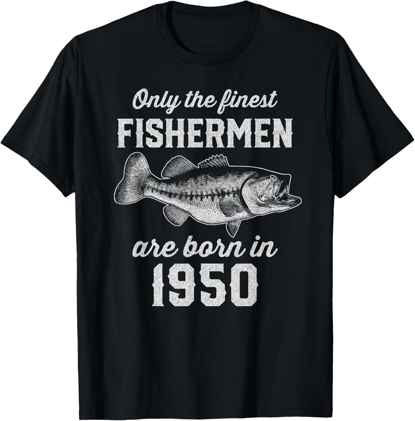 75 Year Old: Fisherman Fishing 1950 75th Birthday T-Shirt - T-Shirt | Black